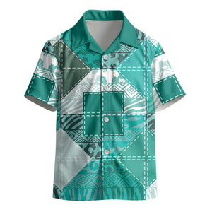 African American Quilt Inspired Kid Hawaiian Shirt Wild Animal Skin African Turquoise Tribal Elements