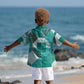 African American Quilt Inspired Kid Hawaiian Shirt Wild Animal Skin African Turquoise Tribal Elements