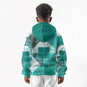 African American Quilt Inspired Kid Hoodie Wild Animal Skin African Turquoise Tribal Elements