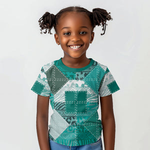 African American Quilt Inspired Kid T shirt Wild Animal Skin African Turquoise Tribal Elements