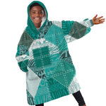 African American Quilt Inspired Kid Wearable Blanket Hoodie Wild Animal Skin African Turquoise Tribal Elements