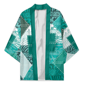African American Quilt Inspired Kimono Wild Animal Skin African Turquoise Tribal Elements