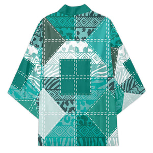 African American Quilt Inspired Kimono Wild Animal Skin African Turquoise Tribal Elements