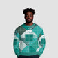 African American Quilt Inspired Ugly Christmas Sweater Wild Animal Skin African Turquoise Tribal Elements