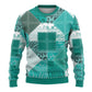 African American Quilt Inspired Ugly Christmas Sweater Wild Animal Skin African Turquoise Tribal Elements