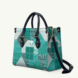 African American Quilt Inspired Leather Bag Wild Animal Skin African Turquoise Tribal Elements