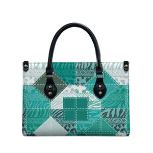 African American Quilt Inspired Leather Bag Wild Animal Skin African Turquoise Tribal Elements