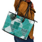 African American Quilt Inspired Leather Tote Bag Wild Animal Skin African Turquoise Tribal Elements