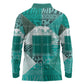 African American Quilt Inspired Long Sleeve Polo Shirt Wild Animal Skin African Turquoise Tribal Elements