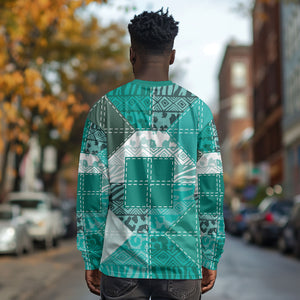 African American Quilt Inspired Long Sleeve Shirt Wild Animal Skin African Turquoise Tribal Elements