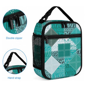 African American Quilt Inspired Lunch Bag Wild Animal Skin African Turquoise Tribal Elements