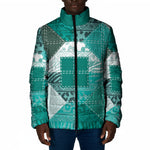 African American Quilt Inspired Padded Jacket Wild Animal Skin African Turquoise Tribal Elements