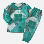African American Quilt Inspired Christmas Pajama Set Wild Animal Skin African Turquoise Tribal Elements