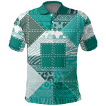 African American Quilt Inspired Polo Shirt Wild Animal Skin African Turquoise Tribal Elements