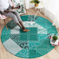 African American Quilt Inspired Round Carpet Wild Animal Skin African Turquoise Tribal Elements