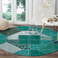 African American Quilt Inspired Round Carpet Wild Animal Skin African Turquoise Tribal Elements