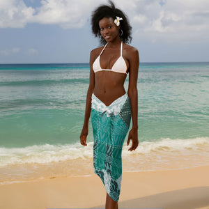 African American Quilt Inspired Sarong Wild Animal Skin African Turquoise Tribal Elements