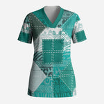 African American Quilt Inspired Scrub Top Wild Animal Skin African Turquoise Tribal Elements