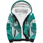 African American Quilt Inspired Sherpa Hoodie Wild Animal Skin African Turquoise Tribal Elements