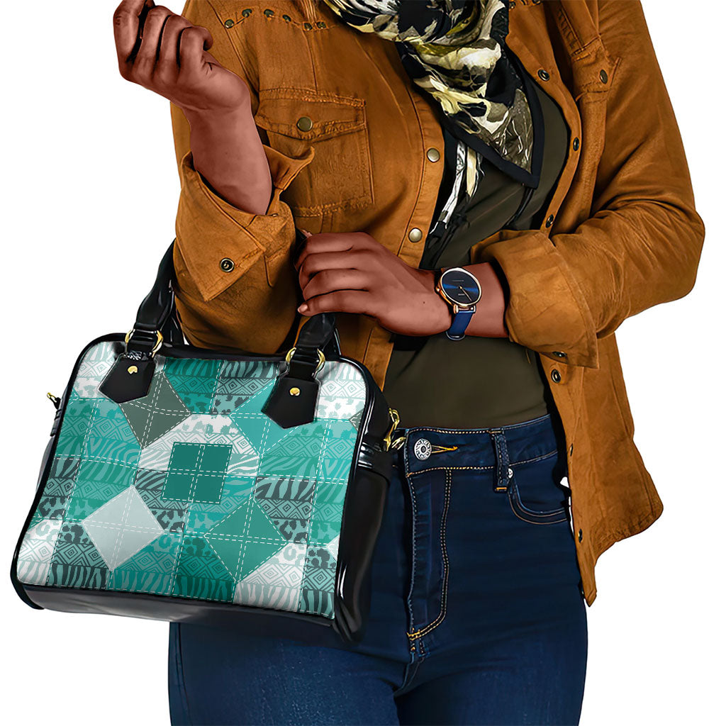 African American Quilt Inspired Shoulder Handbag Wild Animal Skin African Turquoise Tribal Elements