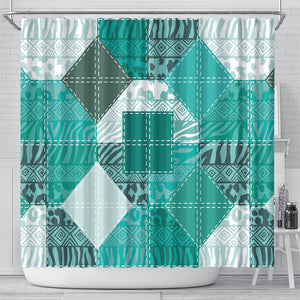 African American Quilt Inspired Shower Curtain Wild Animal Skin African Turquoise Tribal Elements
