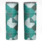 African American Quilt Inspired Skinny Tumbler Wild Animal Skin African Turquoise Tribal Elements