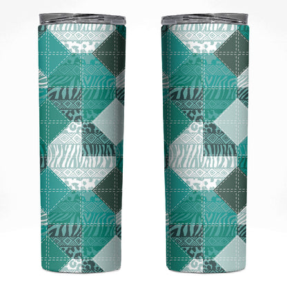 African American Quilt Inspired Skinny Tumbler Wild Animal Skin African Turquoise Tribal Elements