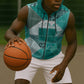 African American Quilt Inspired Sleeveless Zip Hoodie Wild Animal Skin African Turquoise Tribal Elements
