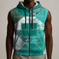 African American Quilt Inspired Sleeveless Zip Hoodie Wild Animal Skin African Turquoise Tribal Elements