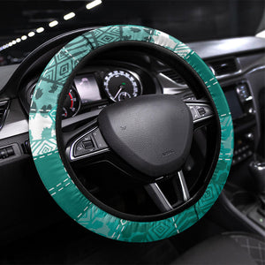 African American Quilt Inspired Steering Wheel Cover Wild Animal Skin African Turquoise Tribal Elements