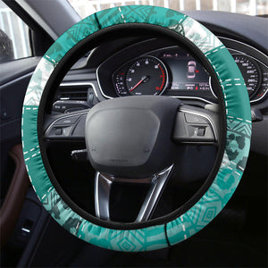 African American Quilt Inspired Steering Wheel Cover Wild Animal Skin African Turquoise Tribal Elements