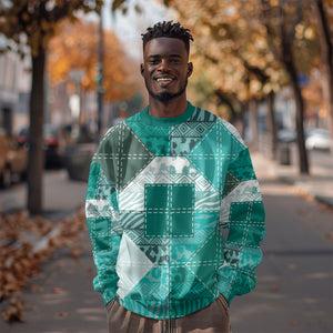 African American Quilt Inspired Sweatshirt Wild Animal Skin African Turquoise Tribal Elements