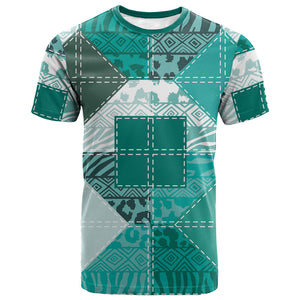 African American Quilt Inspired T shirt Wild Animal Skin African Turquoise Tribal Elements
