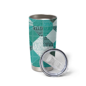African American Quilt Inspired Tumbler Cup Wild Animal Skin African Turquoise Tribal Elements