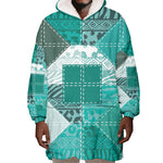 African American Quilt Inspired Wearable Blanket Hoodie Wild Animal Skin African Turquoise Tribal Elements