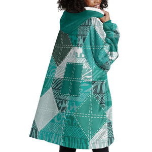 African American Quilt Inspired Wearable Blanket Hoodie Wild Animal Skin African Turquoise Tribal Elements