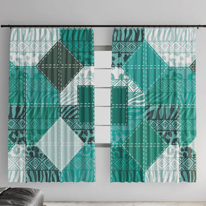 African American Quilt Inspired Window Curtain Wild Animal Skin African Turquoise Tribal Elements