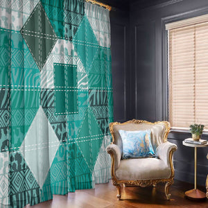 African American Quilt Inspired Window Curtain Wild Animal Skin African Turquoise Tribal Elements