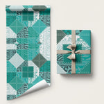 African American Quilt Inspired Wrapping Paper Wild Animal Skin African Turquoise Tribal Elements