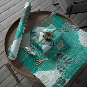 African American Quilt Inspired Wrapping Paper Wild Animal Skin African Turquoise Tribal Elements