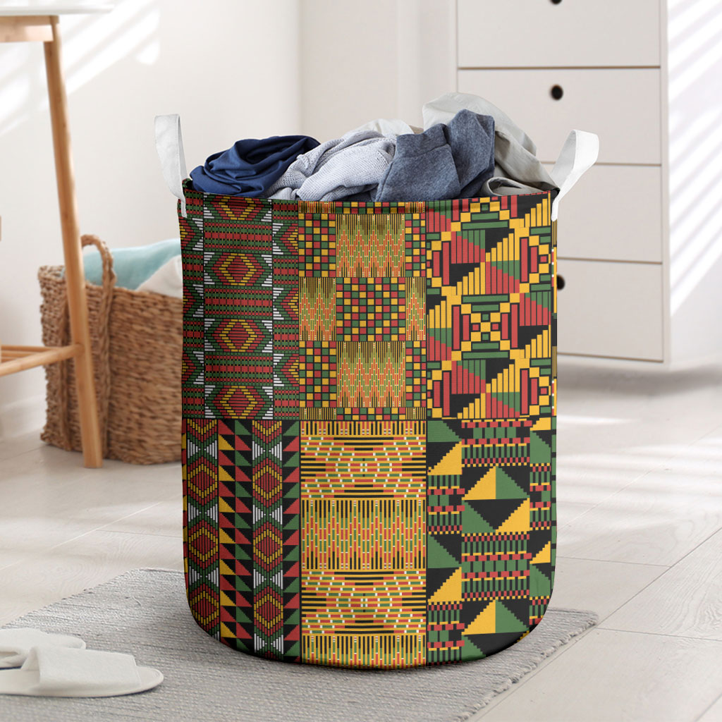 African American Quilt Kente Fusion Laundry Basket Version 1