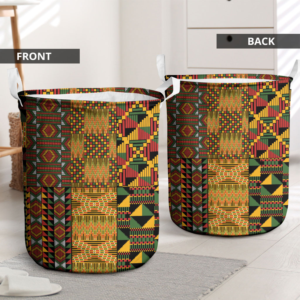 African American Quilt Kente Fusion Laundry Basket Version 1