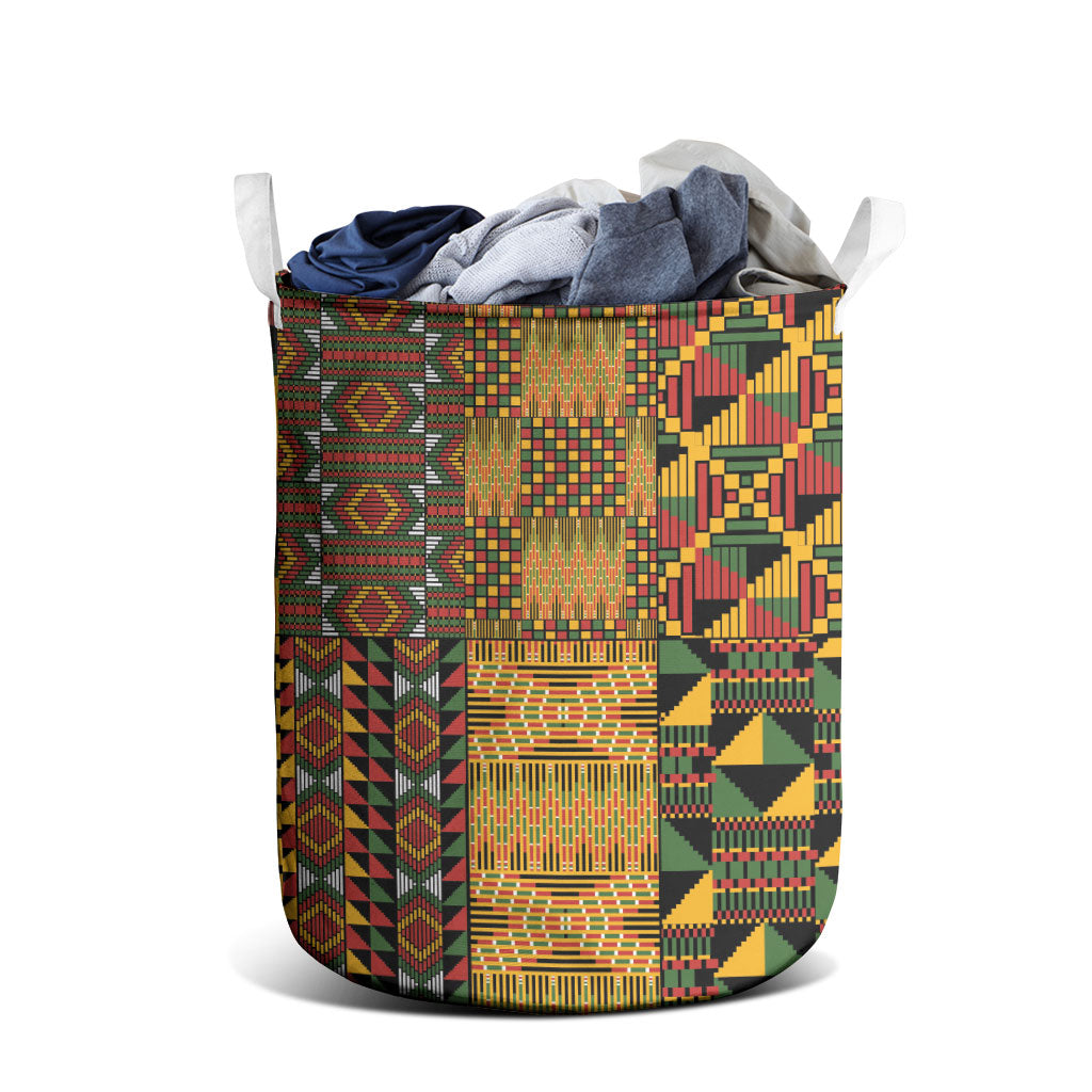 African American Quilt Kente Fusion Laundry Basket Version 1