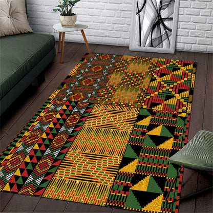 African American Quilt Kente Fusion Area Rug Version 1