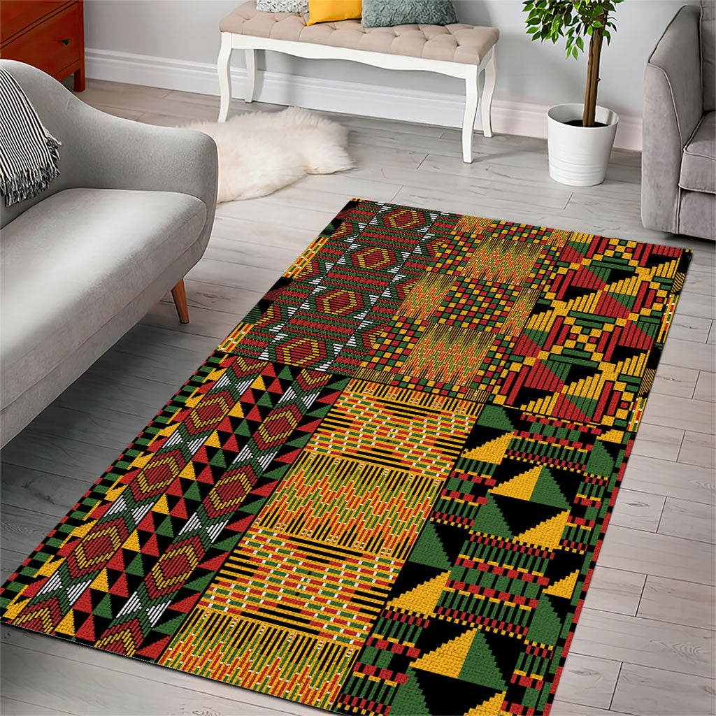 African American Quilt Kente Fusion Area Rug Version 1