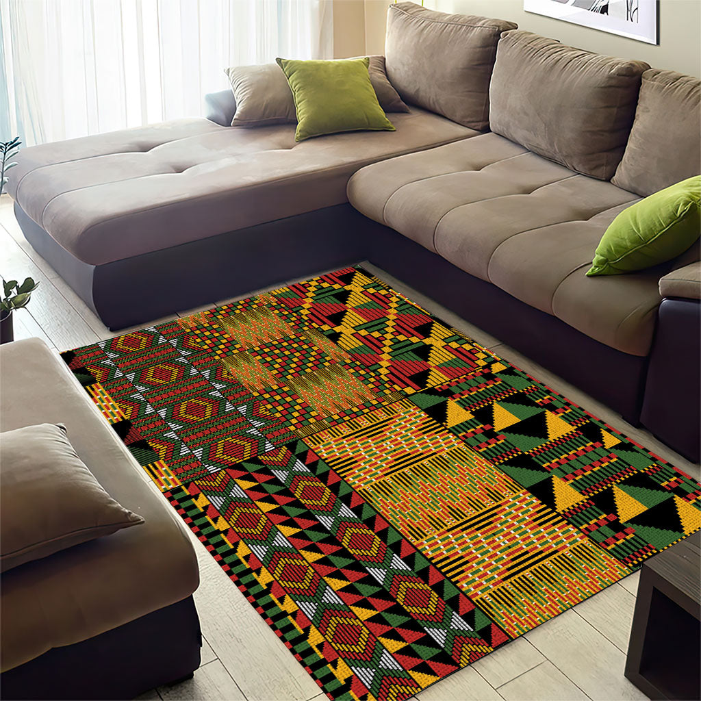 African American Quilt Kente Fusion Area Rug Version 1