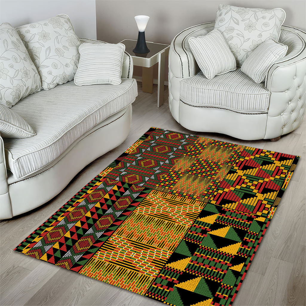 African American Quilt Kente Fusion Area Rug Version 1