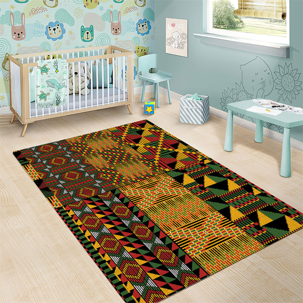 African American Quilt Kente Fusion Area Rug Version 1