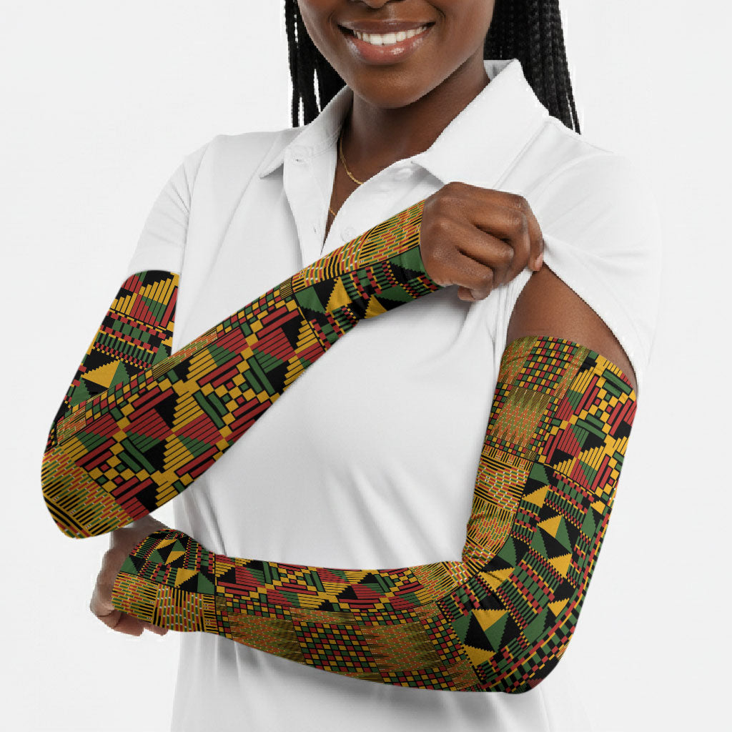 African American Quilt Kente Fusion Arm Sleeves Version 1