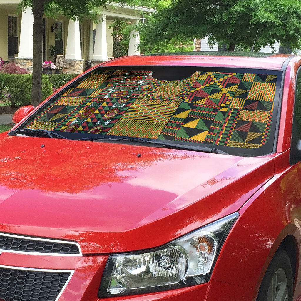 African American Quilt Kente Fusion Auto Sun Shade Version 1